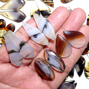 Paires de cabochons en agate naturelle du Montana, pierres précieuses polies de haute qualité, tailles personnalisables pour la fabrication de bijoux - Product Image 1