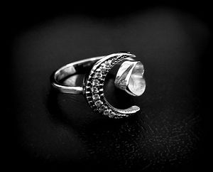 925 Sterling Silver Heart Shape Crescent Moon <b>Blank</b> Bezel Setting <b>Ring</b> Good For Ashes & Resin Work Breastmilk Keepsake Jewelry - Product Image 5