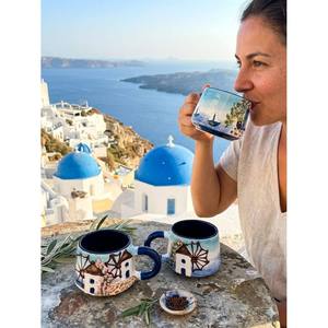 Wholesale Custom 3D Relief Turkish Floral <b>Ceramic</b> <b>Mug</b> Handmade Hand Painted Spoon Travel Tourist Gift Dishwasher Safe - Product Image 2