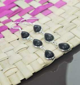 ต่างหูห้อยโอนิกซ์สีดำ925เงินสเตอร์ลิงชุบทองอัญมณีหรูหราสำหรับงานแต่งงานและสวมใส่ทุกวัน - Product Image 4