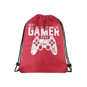 Venta al por mayor logotipo personalizado 210D poliéster bolsa de compras con cordón barato dibujar bolsas de cuerda deporte gimnasio mochila - Product Image 4