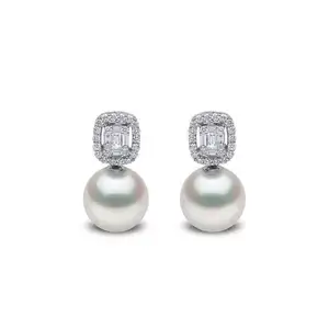 Wholesale Delicate CZ Pearl Earrings S925 Sterling Silver Fine Bridal Jewelry Women Stud Earrings For Women