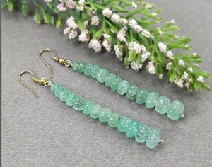 <b>Emerald</b> Gemstone 925 Sterling Silver Beaded Earring - Product Image 1
