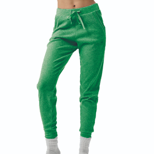 2025 mode à la mode confortable femmes taille haute Baggy survêtement pantalon soie haute qualité tissu doux large côtelé surdimensionné pantalons de survêtement XL - Product Image 5