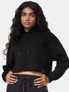 เสื้อฮู้ดแบบซิปรูดเปิดไหล่แบบเต็มตัวผ้าฟลีซเนื้อนุ่มโอเวอร์ไซส์สำหรับผู้หญิงเสื้อครอป - Product Image 6