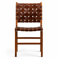 Chaise de salle à manger FREYA de style moderne du milieu du siècle |   Meubles de maison en bois massif avec sièges en cuir |   Sièges contractuels de couleur personnalisée, non pliables