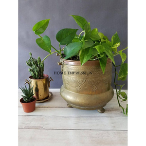 Jardinière et pot de fleurs en laiton plaqué or fabriqué à la main grande taille décoration de jardin jardinière et fournitures de pot - Product Image 1