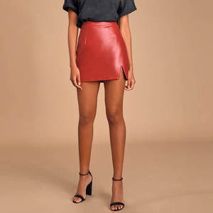 Faldas informales de cuero PU de verano para mujer, ropa de calle personalizada, moda en colores sólidos, logotipo personalizado cómodo OEM - Product Image 3