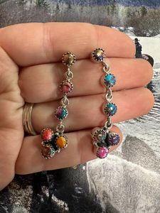 ต่างหูโมฮาวีทำมือทำมือสีชมพูหินเงินสเตอร์ลิง6 - Product Image 5