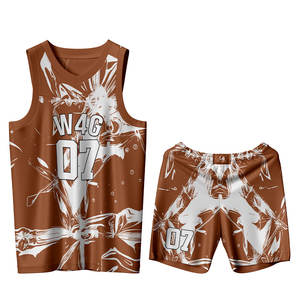 Maillot et short de basketball personnalisés 100 % polyester respirant imprimé, uniforme grande taille avec logo frontal pour joueurs adultes, tenue de jeu - Product Image 1