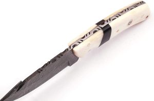 Cuchillo de acero de Damasco hecho a mano puro cuchillo de hoja fija Camping aventura al aire libre Bushcraft cuchillo con mango de hueso de camello - Product Image 4