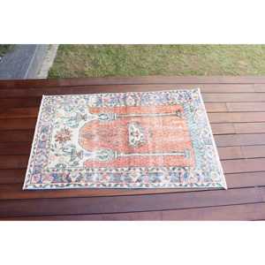 Tapis turc vintage, petit tapis de 2,4 x 3,8 pieds, tapis patchwork orange - Product Image 3