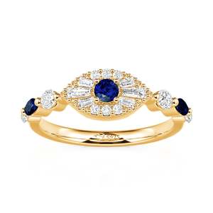Jeulia Mystical Gold <b>Evil</b> <b>Eye</b> Protection <b>Ring</b> Geometric Sterling Silver Design - Product Image 3