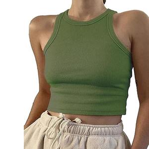 Vente en gros T-shirt court pour femmes débardeur sans couture Streetwear débardeur sans manches en tricot côtelé extensible fabriqué par robe de sport - Product Image 1