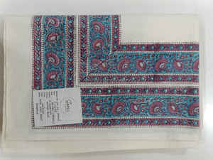 Nappe 100% Coton Faite à la Main, Imprimée au Bloc, Motif Floral, Lavable et Absorbante, Emballage Personnalisé, Bordure Craie - Product Image 2