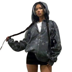 Sudadera con Capucha Vintage con Estampado de Estrella, de Primera Calidad, de Algodón y Felpa, Cómoda, Cálida, Suave, Elegante, Informal, Moderna, Holgada - Product Image 5