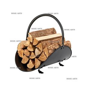 Porte-bûches de couleur noire en fer la plus vendue porte-bûches en fer solide de forme et de taille personnalisées pour accessoires de foyer - Product Image 2