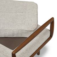Banc de patio moderne au design minimaliste, écologique, durable et résistant à l'eau, avec tissu de haute qualité et structure en bois massif, idéal pour les entrées de centre commercial