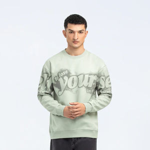 Streetwear de luxe 100% coton Sweat-shirt imprimé à col rond avec logo personnalisé en relief Sweat-shirt pour hommes - Product Image 1