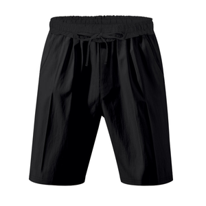 Pantalones cortos de baño de satén negros informales para hombre, cómodos pantalones cortos de gimnasio con tabla elástica, pantalones de playa holgados con lazo de cinturón, pantalones de baño de BD - Product Image 5