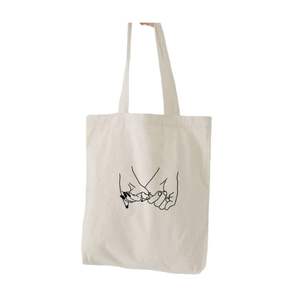 กระเป๋าโท้ทผ้าใบผ้าฝ้ายแท้100% ทันสมัยกระเป๋าช็อปปิ้งลายตัวอักษรเป็นมิตรกับสิ่งแวดล้อมแบบนำกลับมาใช้ใหม่ได้ - Product Image 1