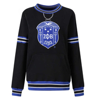 High Street Black Men Front Bordado Logo Contraste Puntadas Mangas de dos tonos ZPB Sudadera Formal Zeta Phi Beta 100% Algodón