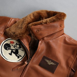 Veste en cuir de vache véritable pour homme, streetwear d'hiver, lettre, coupe-vent, rembourrage en polyester, fermeture éclair, logo frontal, service OEM - Product Image 5