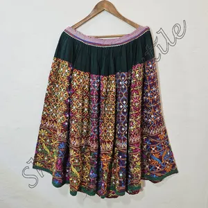 Banjara vieux miroir travail jupe Banjara Rabari collection Banjara danse du ventre Kuchi ethnique Vintage à la main cordon jupe