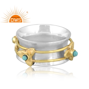 Best Selling Fine Sterling <b>Silver</b> Natural Arizona Turquoise Gemstone Stackable Band <b>Ring</b> Custom Jewelry Manufacturer - Product Image 2