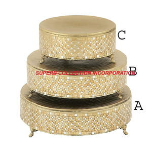 Soporte de pastel de Metal chapado en oro hecho a mano más vendido y de alta calidad para mesa de decoración de boda - Product Image 6