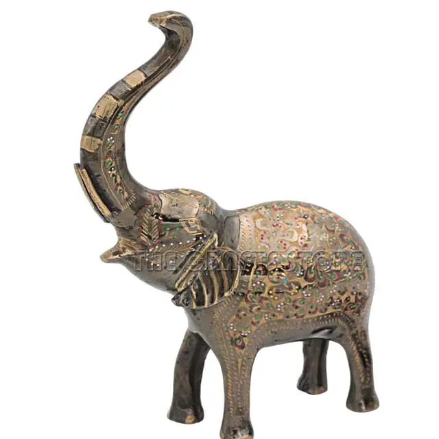 Brass Minimal Design 25 cm Elephant Decorative Ornament High Quality Material Factory Price Table & Shelf Decoration Etching P