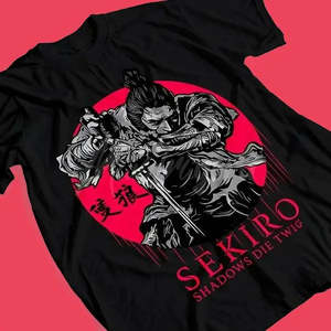 T-shirt de fitness Sekiro Shadows Die Twice 100% coton, style boxy avec motif, tissu jersey 220g/240g - Product Image 1