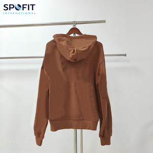 Sudaderas con capucha de invierno de algodón 100% de gran tamaño teñido liso logotipo personalizado impresión personalizada estilo Hip Hop Streetwear hombro caído - Product Image 6