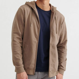 French Terry hommes sweats à capuche en coton bio sweat à capuche à fermeture éclair personnalisé hommes sweat avec capuche décontracté hommes sweats à capuche zippés - Product Image 1