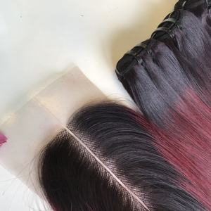 Extensiones de cabello vietnamita de colores de lujo Trama de máquina Cabello vietnamita crudo Premium Ombre Color rojo y cabello teñido - Product Image 2