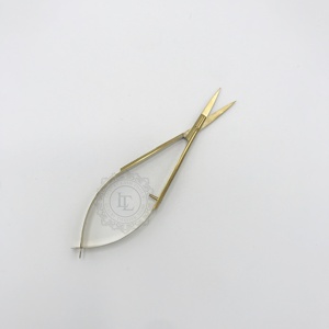 Mejor oferta de precio para etiqueta personalizada Recubrimiento de plasma de oro sostenible Tijera de belleza recta Punta afilada Ceja de corte suave - Product Image 5