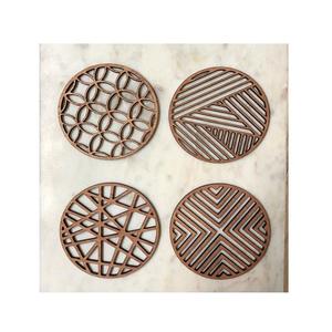 Sous-verres en métal vierge en laiton doré, Design géométrique créatif de haute qualité, support de verre en métal découpé au Laser, Offre Spéciale - Product Image 2