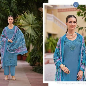 Colección exclusiva de seda romana bordada Salwar Kameez indio pakistaní ropa de fiesta materiales de vestir tarifas al por mayor disponibles - Product Image 1