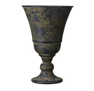 Florero de hierro de metal grande con diseño en relieve intrincado ideal para centro de decoración de interiores de estilo granja - Product Image 1