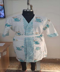 Kimono blanc fait à la main pour femmes vêtements de nuit en coton indien cristal bouton broderie décoration imprimé fleuri pour cadeau de noël - Product Image 4