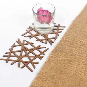 Salvamanteles de madera modernos de mediados de siglo, posavasos de madera cortados con láser resistentes al calor para platos calientes y bebidas, mesa decorativa - Product Image 5