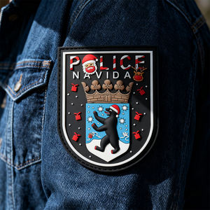 Parche de goma de PVC 3D de oso de Berlín de Navidad Alemania Edición de vacaciones insignia de PVC suave personalizada con respaldo de gancho y bucle - Product Image 3