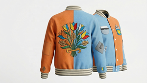 Veste Homme Légère en Polyester à Double Boutonnage, Ourlet Élastique, Broderie Lettres, Motif Carreaux, Coupe Droite, Haute Qualité - Product Image 2