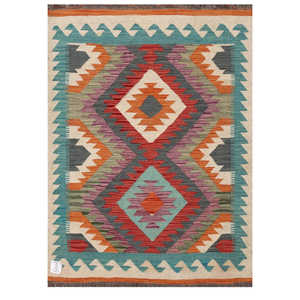 Alfombra Kilim de Maimana, Afganistán, 116 x 84 cm, Tapiz para Colgar en la Pared - Product Image 1