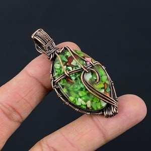 หลายสีหอยนางรมเทอร์ควอยซ์อัญมณีจี้ทองแดงลวดห่อจี้ทําด้วยมือห่อจี้เครื่องประดับโอกาสพิเศษ GIF - Product Image 4