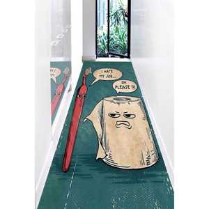 Alfombra con Estampado de Cómics: Alfombra Divertida para Baño con Diseño de Cepillo de Dientes y Papel Higiénico, Alfombra Suave No Tejida - Product Image 3