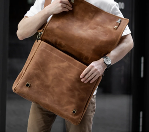 Trendy Mens Handmade <b>Leather</b> <b>Briefcase</b> 15 Inch Laptop, Gifts for Men, Mens Satchel, Messenger Bag Men - Product Image 2