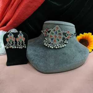 Conjunto de collar de fusión oxidada negra en negrita Estilo contemporáneo Base de metal Accesorio de moda de arte tradicional - Product Image 1