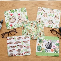 Chiffon de nettoyage pour lunettes et écrans avec impression de dessin animé de paresseux personnalisé, en microfibre douce et absorbante