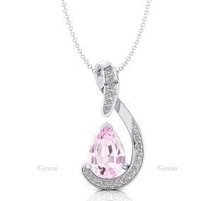 Venta al por mayor de oro sólido elegante Halo encanto colgante collares preciosos naturales morganita piedras preciosas colgantes finos reales encantos - Product Image 3